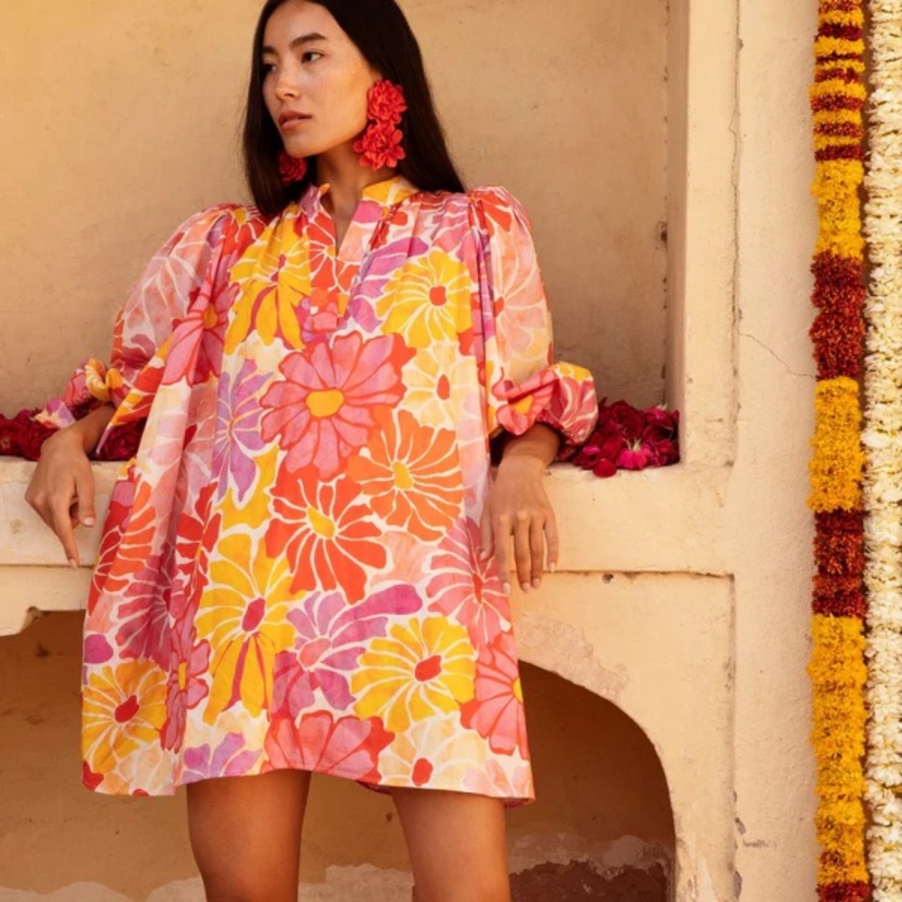 Naya Floral Sundress in Pink, Orange, and Red